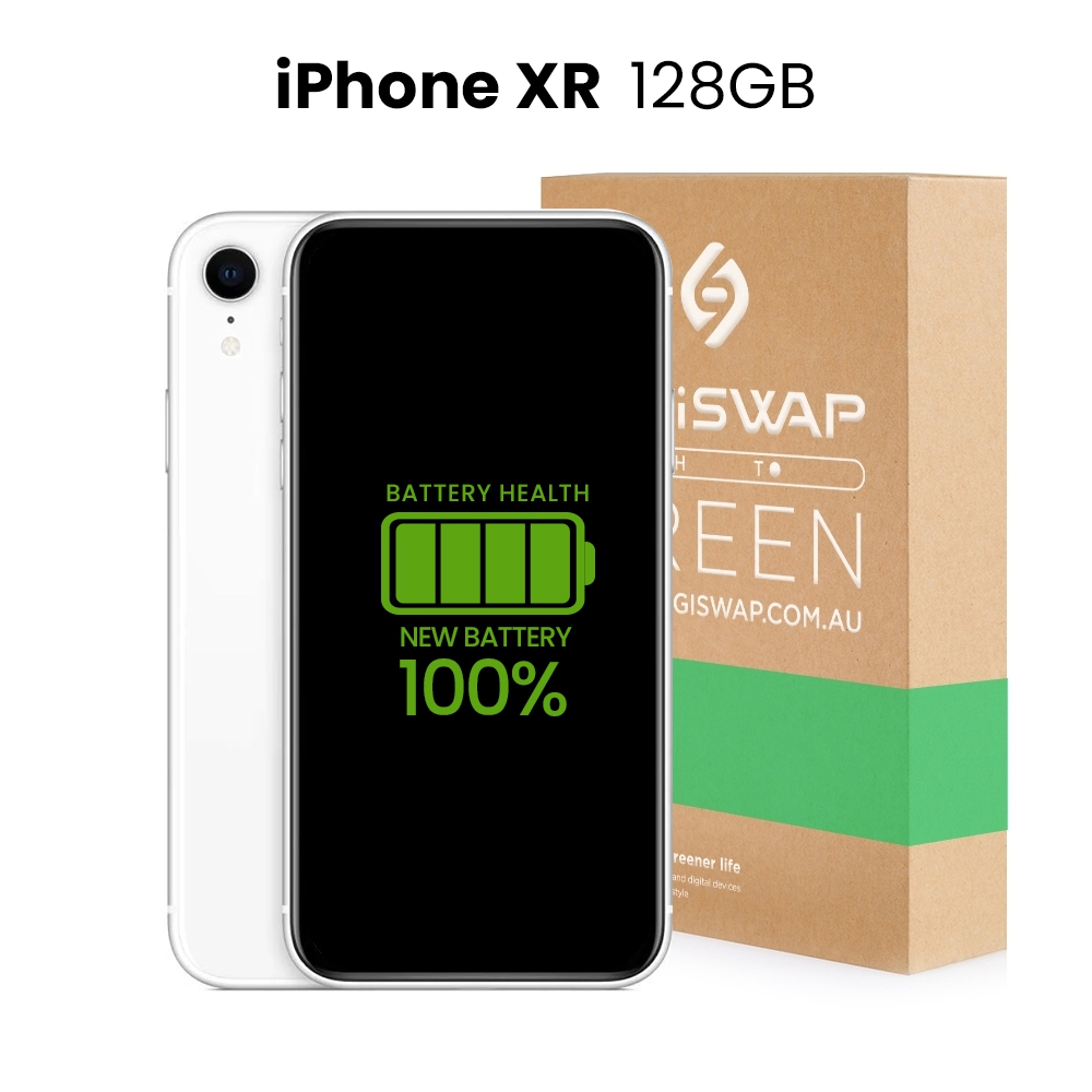 Apple Refurbished Fully Functional iPhone XR 128GB 100% New Battery - Grade C (Acceptable)-White