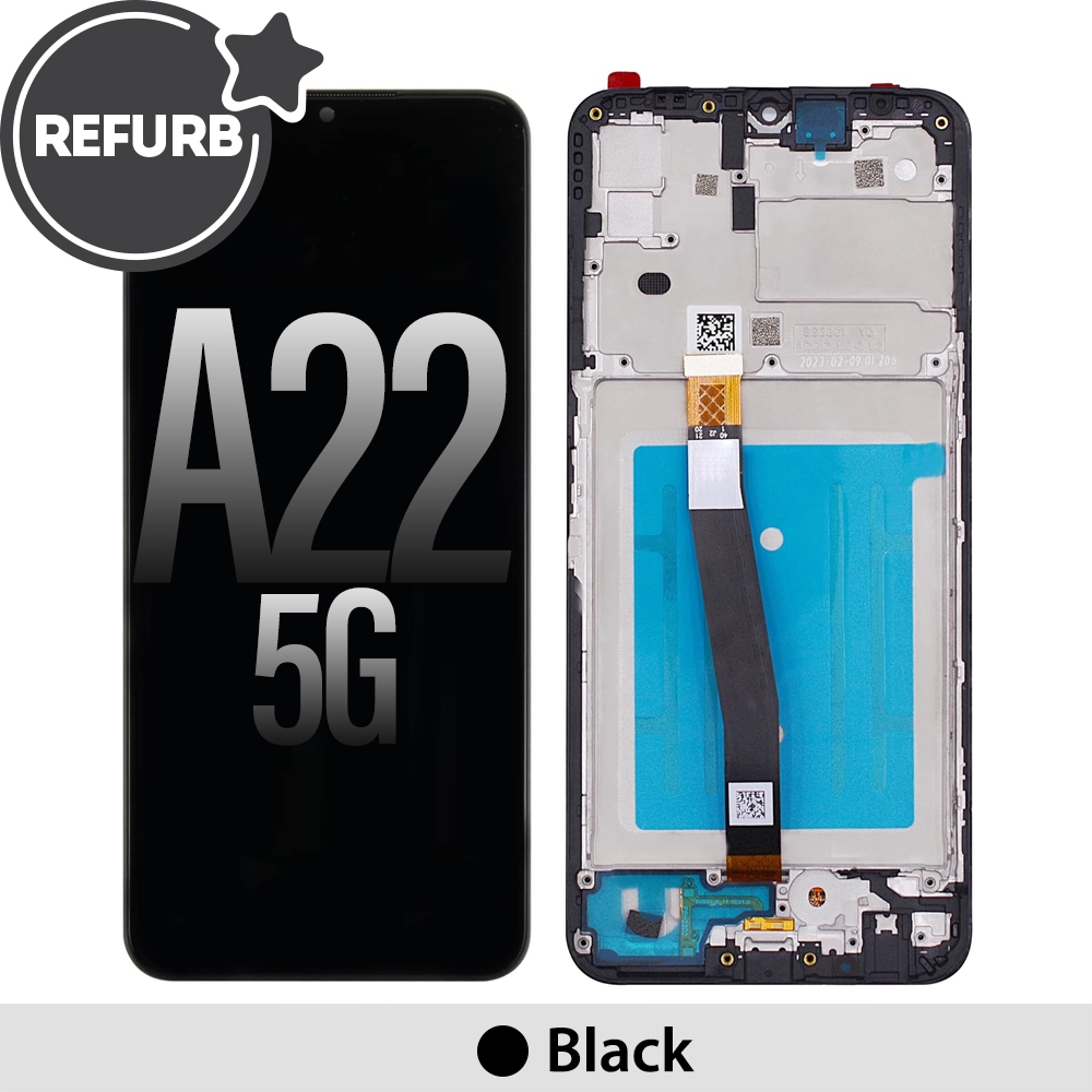 REFURB LCD Screen Replacement Digitizer with Frame for Samsung Galaxy A22 5G A226B -Black