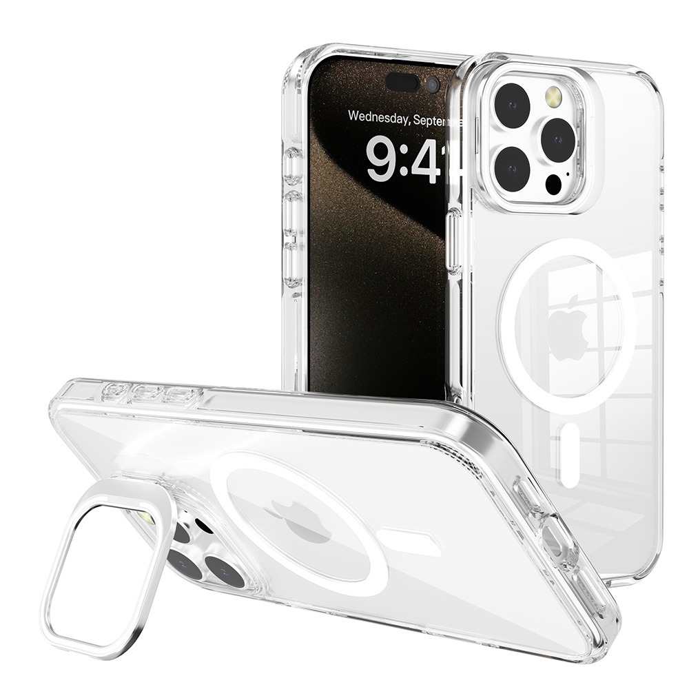 REDEFINE Lens Flip Stand Transparent Magsafe Case for iPhone 16-White