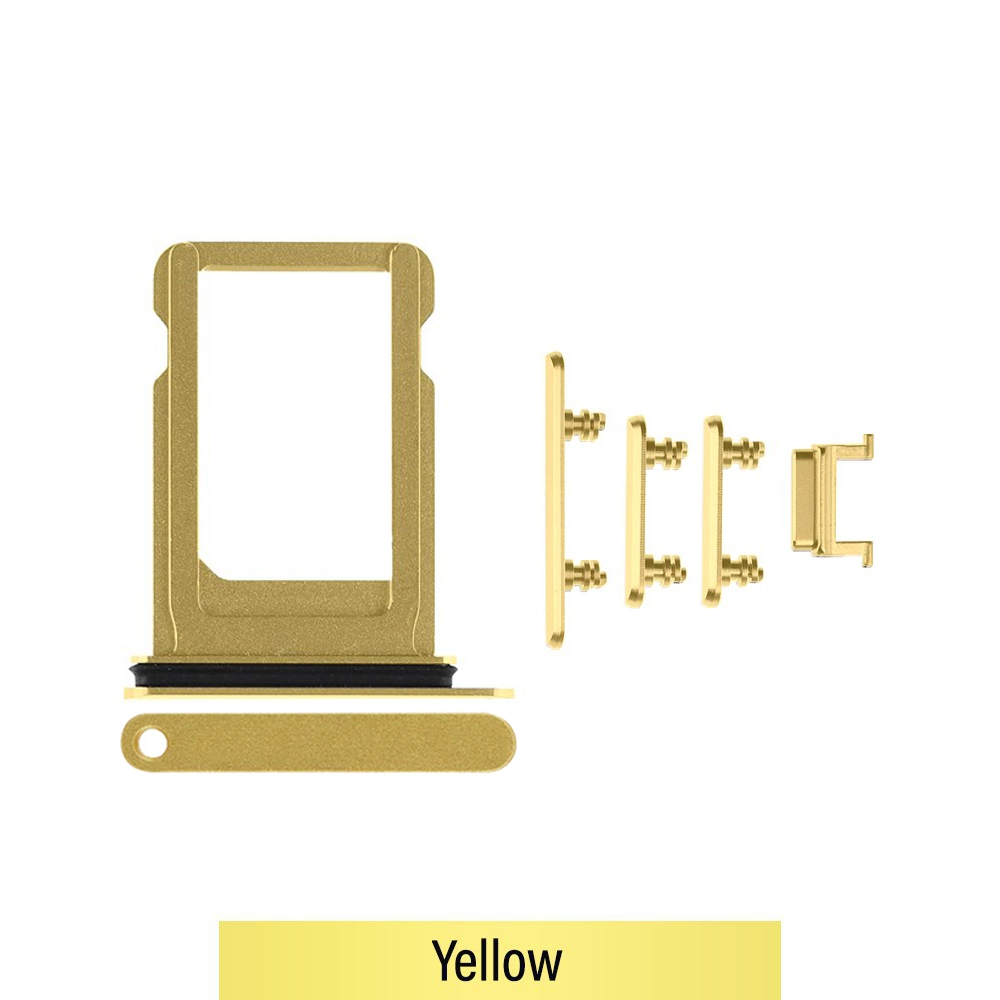 SIM Card Tray and Side Button for iPhone XR-Yellow