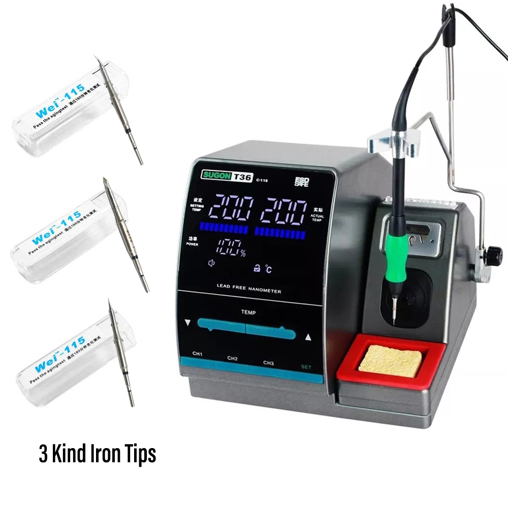 SUGON T36 Nano Soldering Station 1S Rapid Heating With 3 Kind 115 Iron Tips