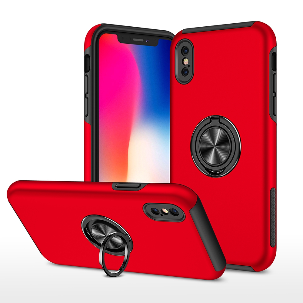 Magnetic Ring Holder Shockproof Cover Case for iPhone X / XS-Navy