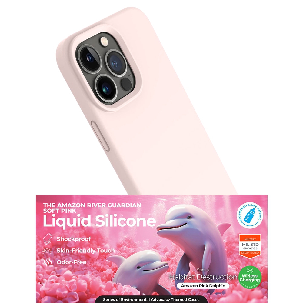 Liquid Silicone Case Cover for iPhone 15 Pro-Baby Pink