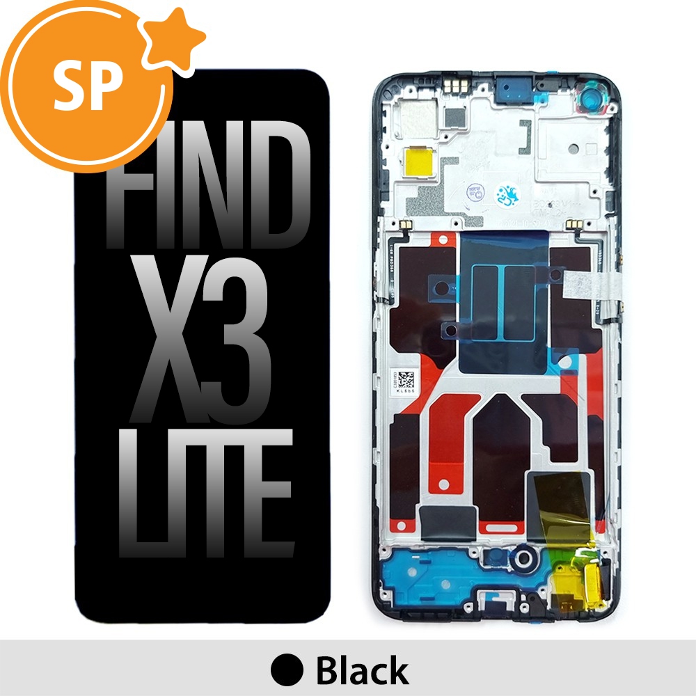 OLED Screen Digitizer Replacement with Frame for OPPO Find X3 Lite 4905997 (Service Pack)-Black