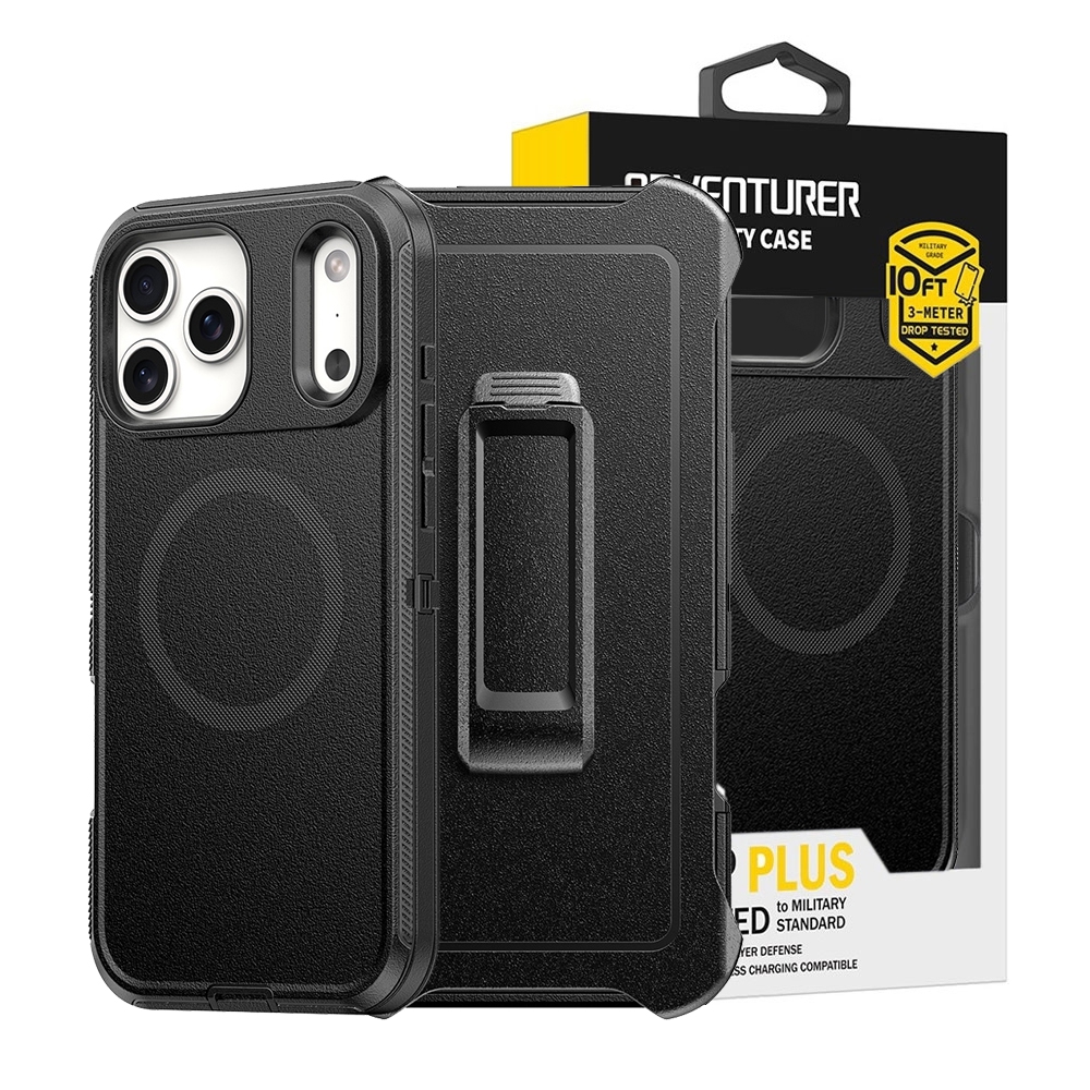Shockproof Robot Armor Hard Plastic Magsafe Case with Belt Clip for iPhone 17 Pro Max-Navy