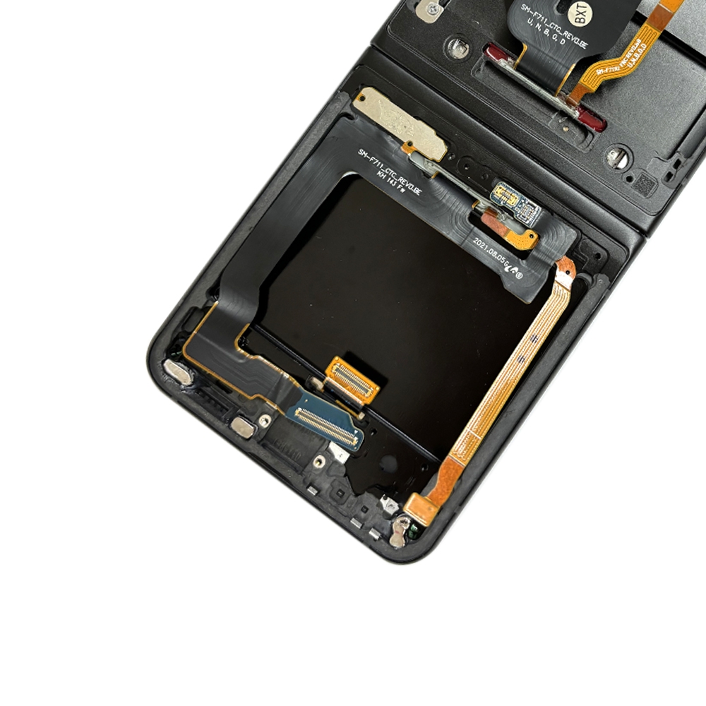 REFURB LCD Screen Digitizer Replacement with Frame for Samsung Galaxy Z Flip 3 5G F711B-Phantom Black
