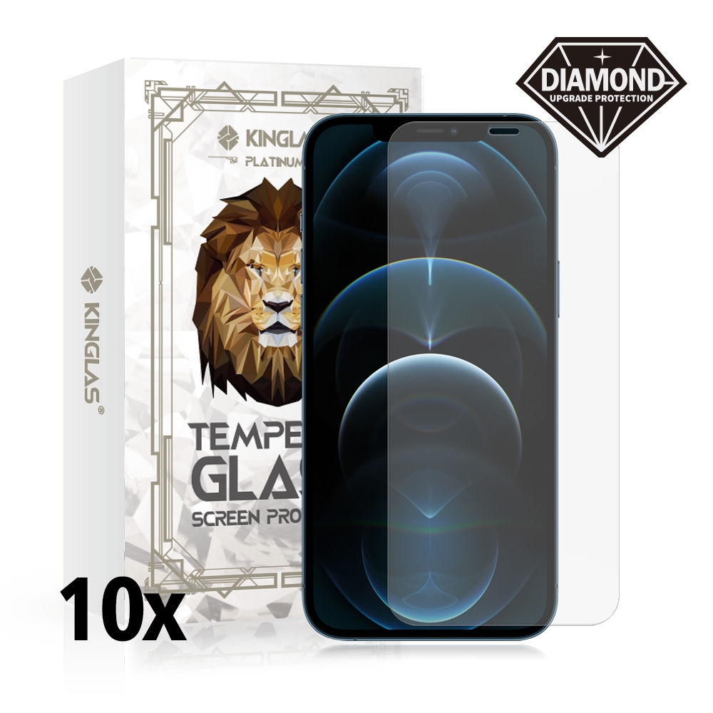 Kinglas 10 Packs Tempered Glass Screen Protector*iPhone 12 / 12 Pro (Diamond Glass & Japan Glue Upgrade)