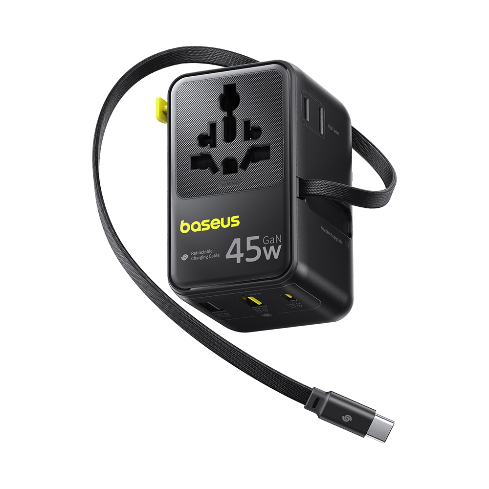 Baseus PicoGo AG11 Universal Travel Adapter with Retractable Cable 2AC+2U+2C 45W