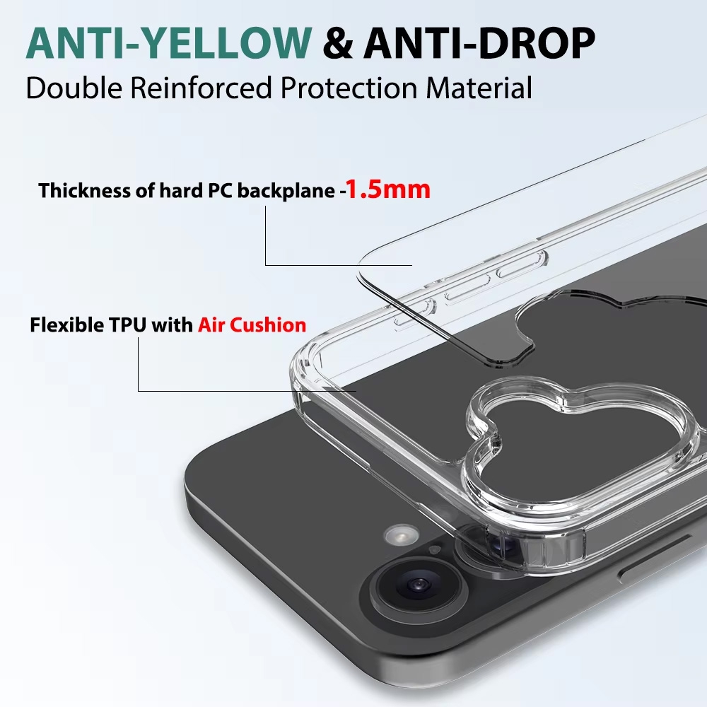 iPhone 16 Plus High Quality Acrylic + TPU Hybrid Transparent Case Cover 