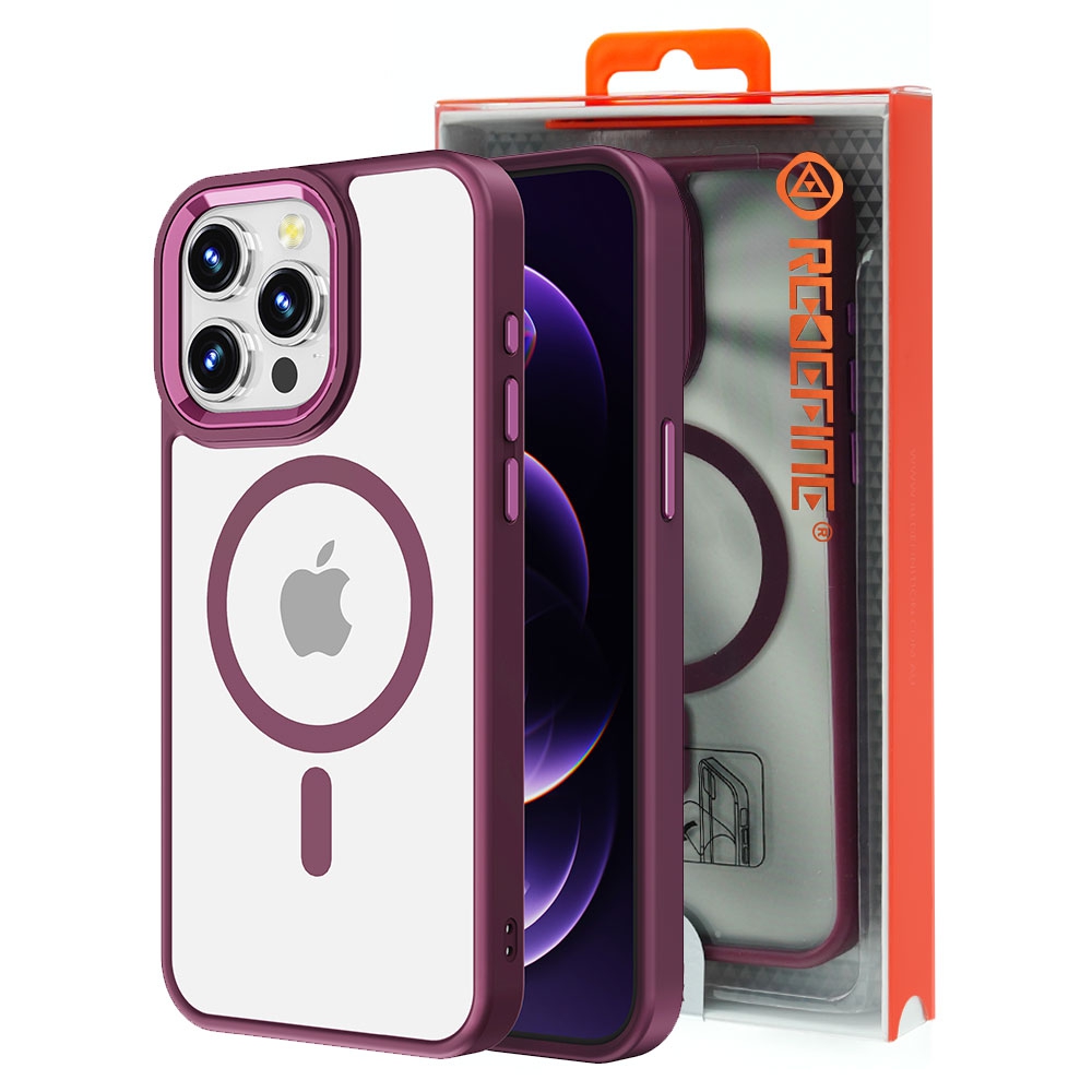 Redefine Metal Camera Lens Magnetic Transparent Magsafe Case for iPhone 15-Black