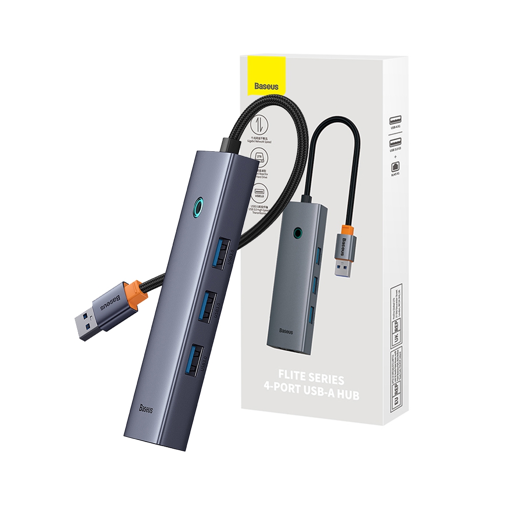 Baseus Flite Series 4-Port HUB Docking Station (USB-A to USB3.0*3+RJ45*1)