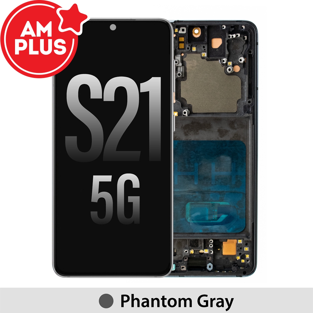 AMPLUS OLED Screen Replacement Digitizer With Frame For Samsung Galaxy S21 5G G991-Phantom Gray
