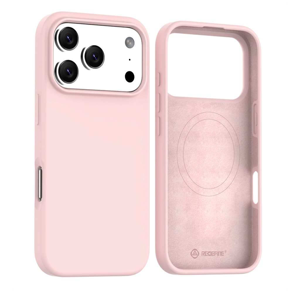 REDEFINE Liquid Silicone Case Cover with Magnetic Ring for iPhone 17 Pro Max Magsafe-Baby Pink