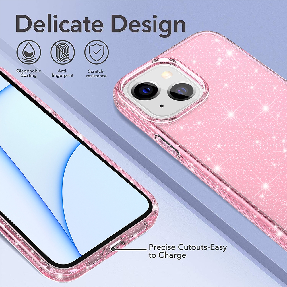 Ultimate Glitter Shockproof Case Cover for iPhone 14-Clear Pink
