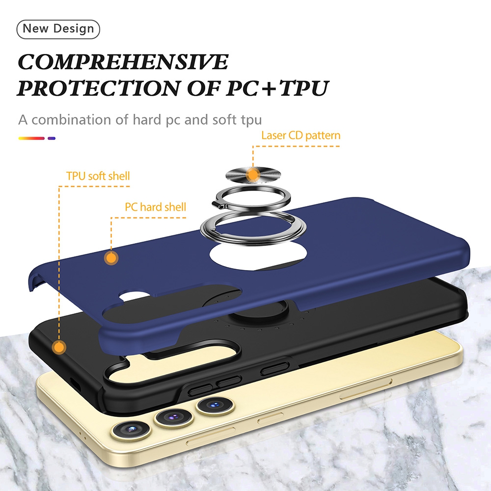Magnetic Ring Holder Shockproof Cover Case for Samsung Galaxy S24-Black