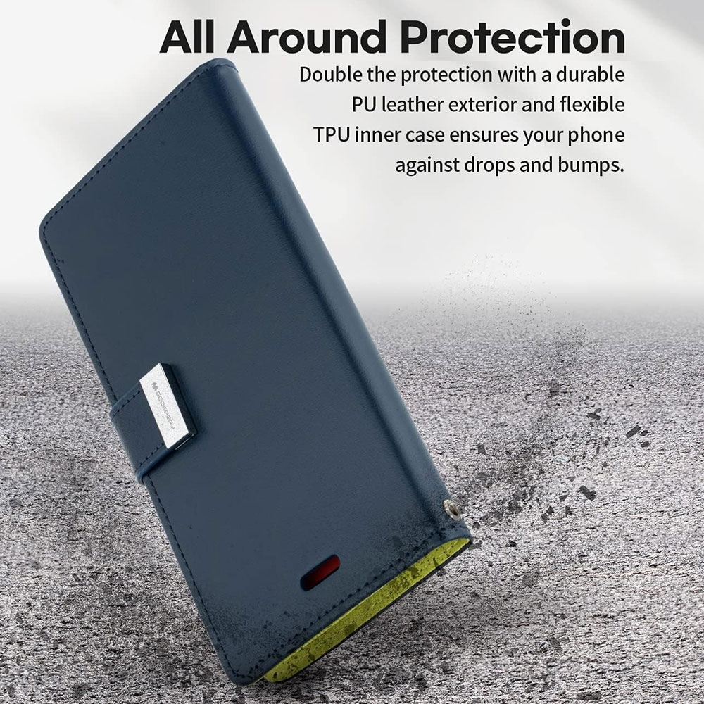 Mercury Rich Diary Case for iPhone 15 Plus-Black