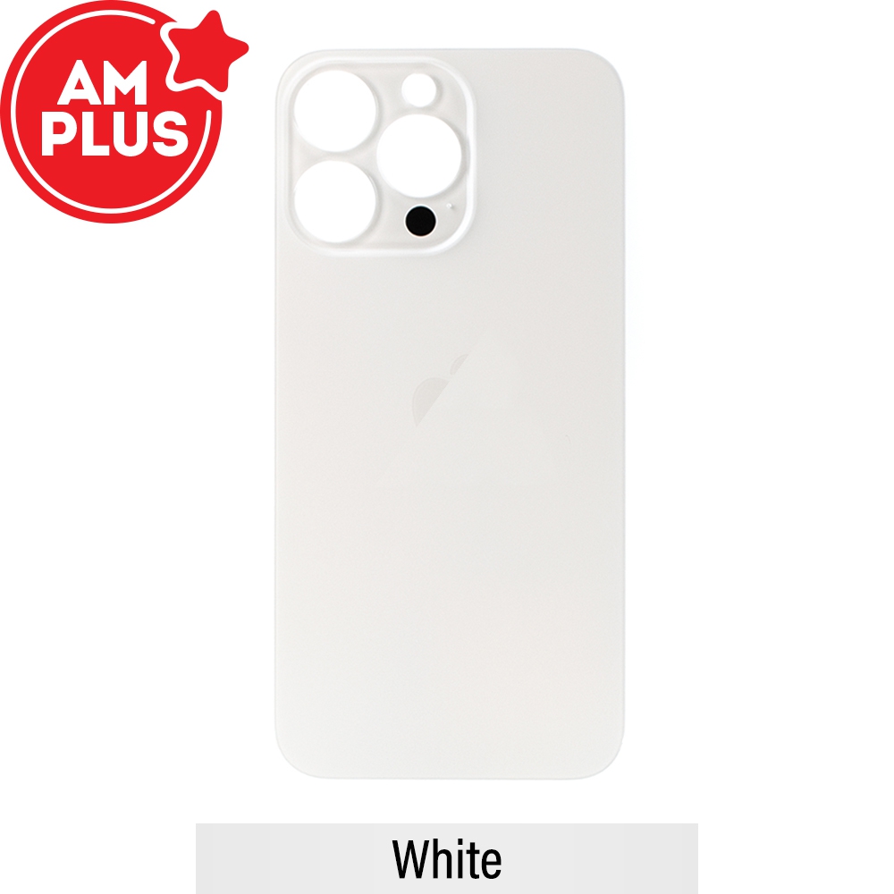 AMPLUS Rear Glass With 3M Adhesive Replacement for iPhone 13 Pro (Camera Frame Aseembly by Factory)-White