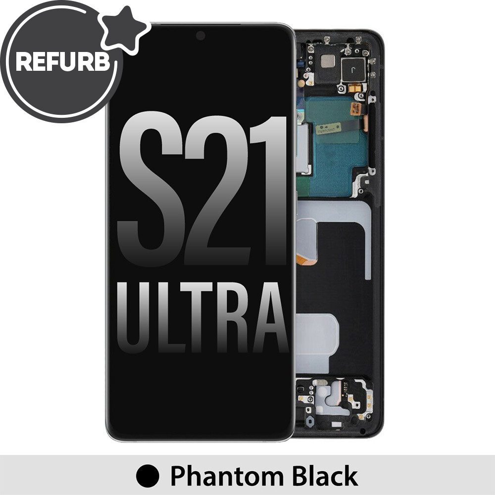 REFURB OLED Screen Replacement with Frame for Samsung Galaxy S21 Ultra 5G G998B -Phantom Black
