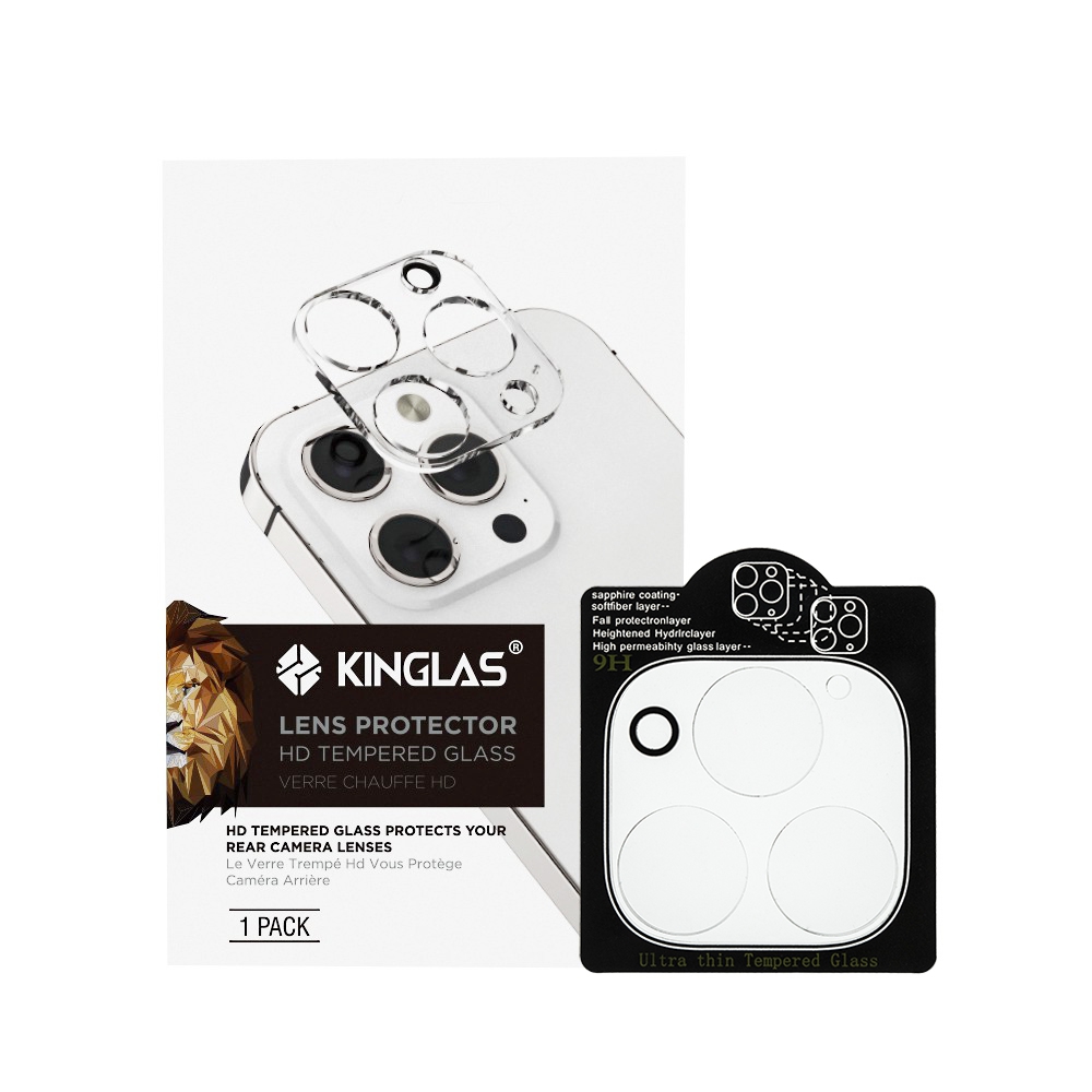  iPhone 16 Pro / 16 Pro Max / 14 Pro / 14 Pro Max Kinglas 3D Transparent Camera Lens Protector Film