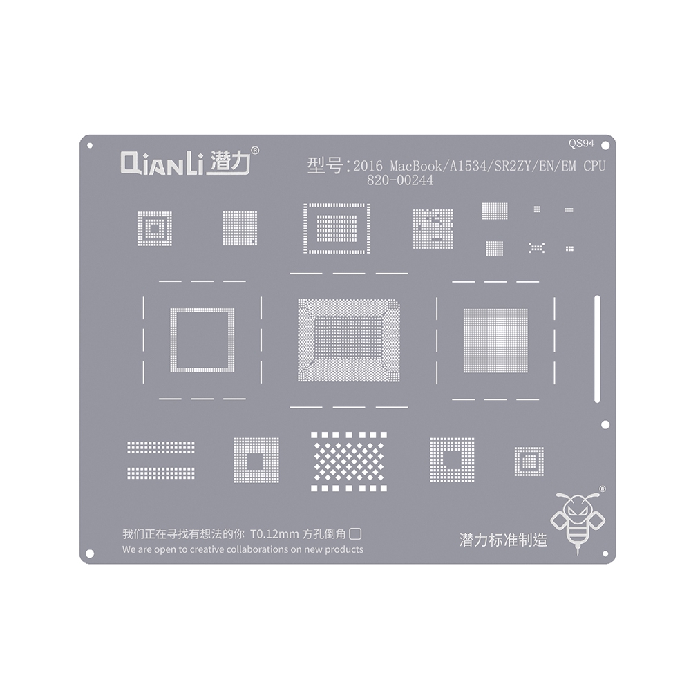 QianLi Bumblebee BGA Reballing Stencil (QS94) for 2016 MacBook / A1534 / SR2ZY / EN / EM CPU 820-00244