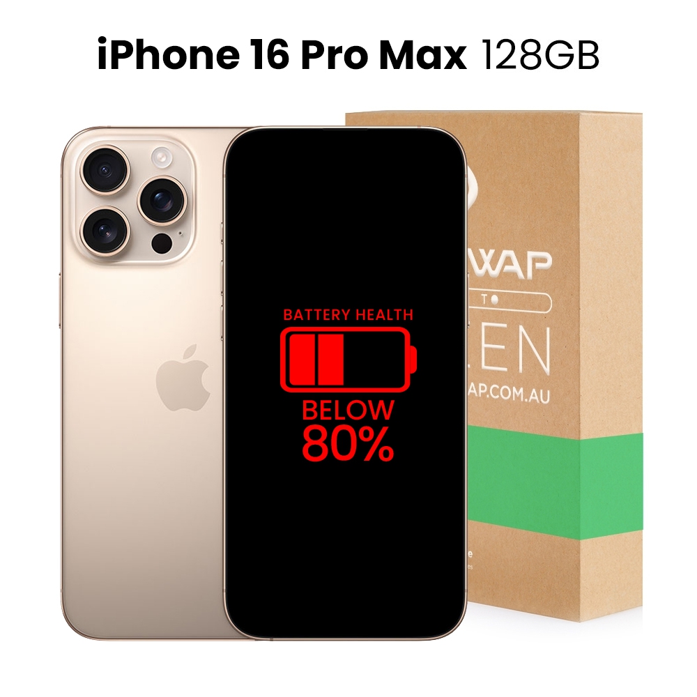Apple Used Fully Functional iPhone 16 Pro Max 128GB Below 80% Battery Health - Grade C (Acceptable)-