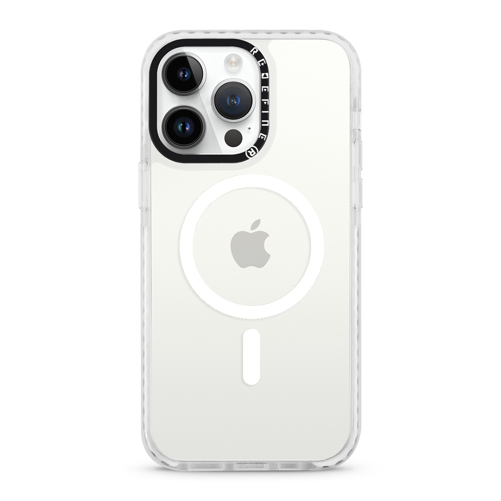 Transparent Candy Color Frame Shockproof Cover Case with LOGO for iPhone 14 Pro Max-White