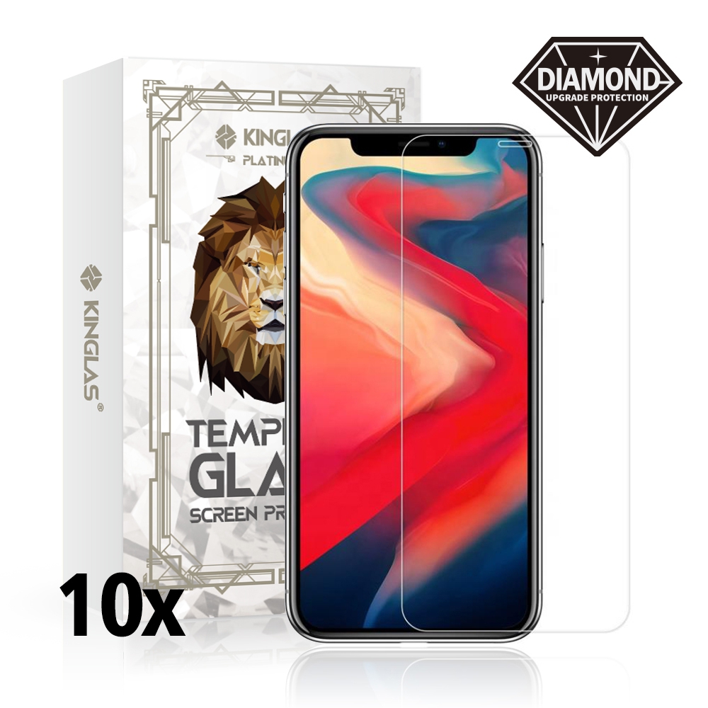 Kinglas 10 Packs Tempered Glass Screen Protector*iPhone X / XS / 11 Pro (Diamond Glass & Japan Glue Upgrade)