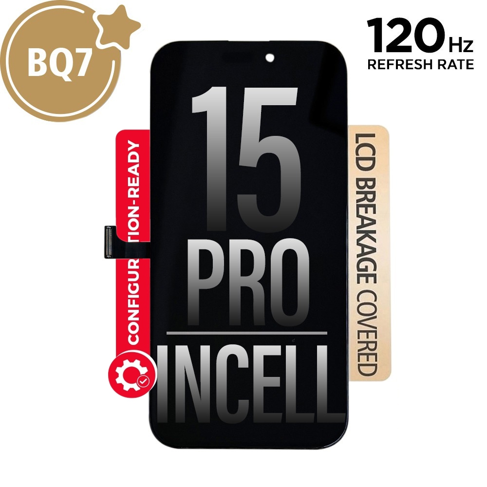 BQ7 Diagnosable Incell LCD Assembly for iPhone 15 Pro Screen Replacement (120HZ,Configuration Ready)
