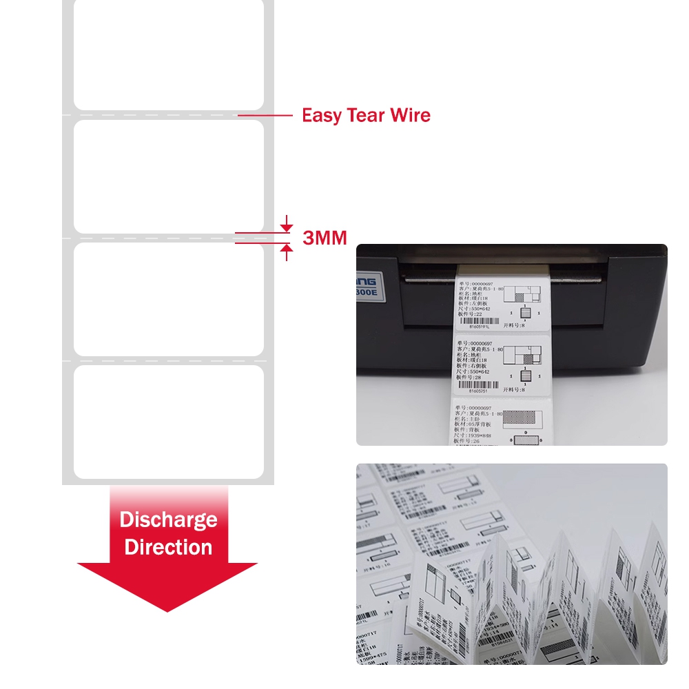 5 Rolls Blank Direct Thermal Label With Easy Tear Wire (60 x 40mm, 1000 labels/roll)