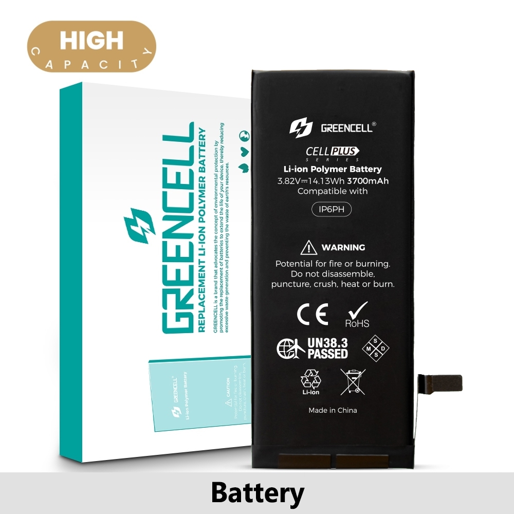Greencell (High Capacity + TI CHIP: 27546) iPhone 6 Plus Replacement Battery with Adhesive Strips 3700mAh 