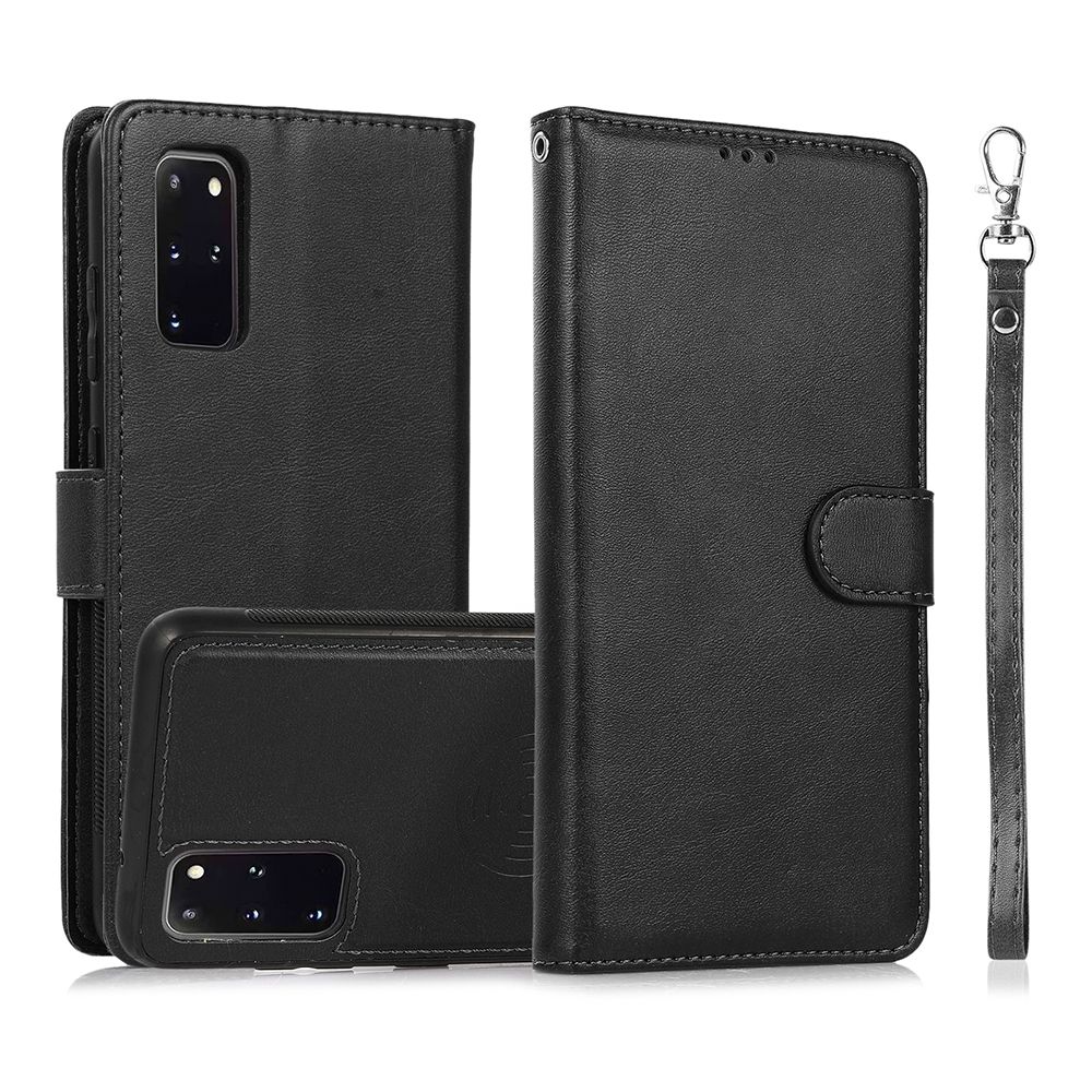 Magnetic Split PU Leather Flip Wallet Cover Case for Samsung Galaxy S20 Plus-Brown