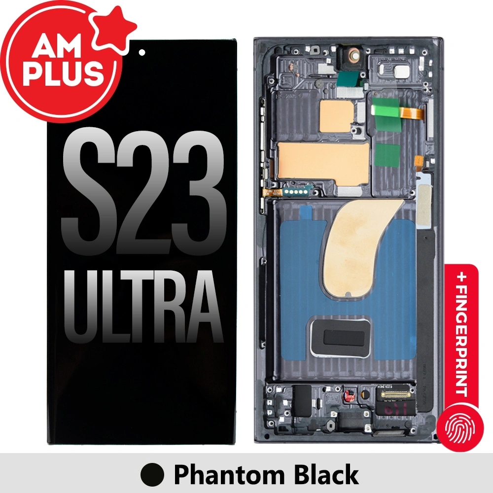 Samsung Galaxy S23 Ultra 5G G918B AMPLUS OLED Screen Replacement Digitizer with Frame-Phantom Black (improved edition, no black screen, Do not need recall)