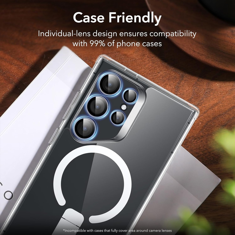 Kinglas Metal Ring HD Tempered Glass Camera Lens Protector Film for Samsung Galaxy S25-Grey