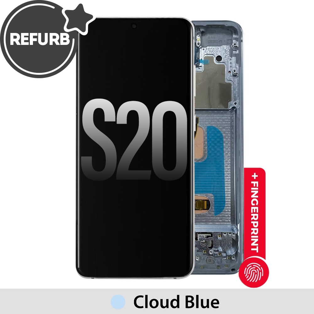 REFURB OLED Screen Replacement With Frame For Samsung Galaxy S20 G980F-Cloud Blue