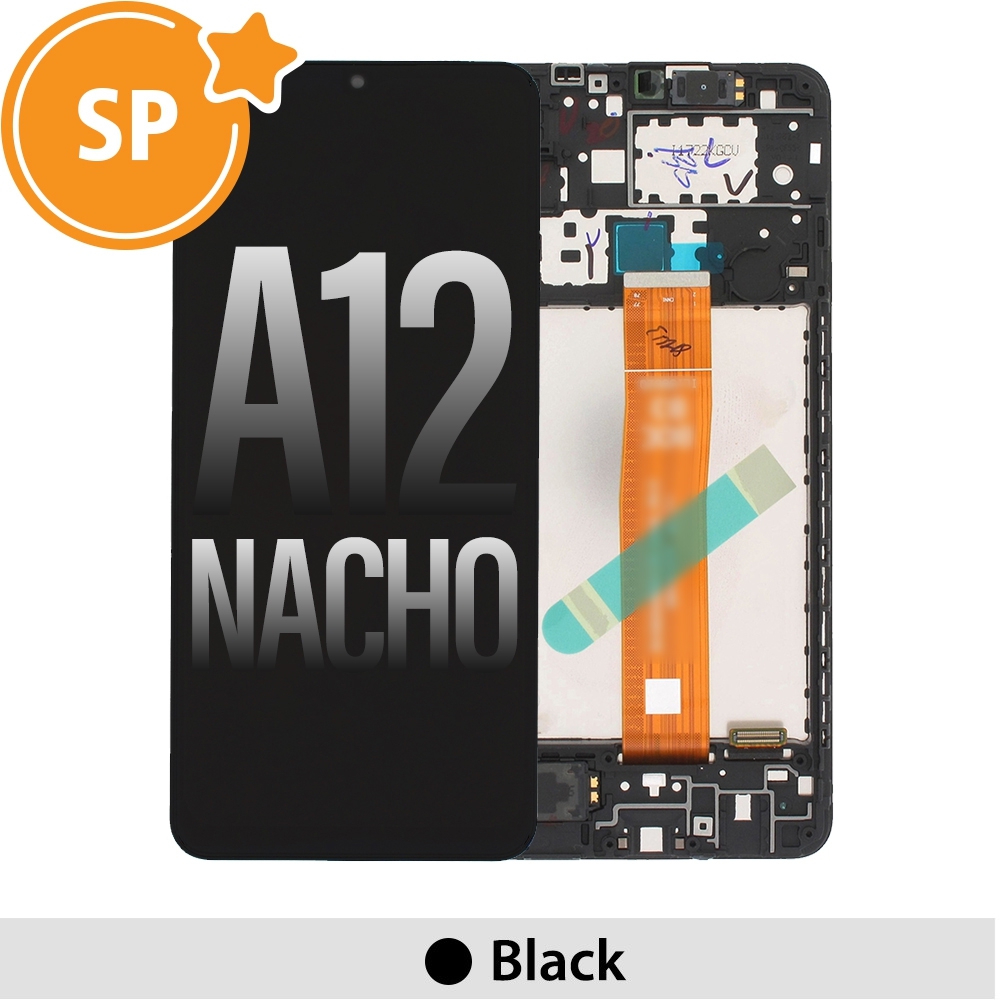 Samsung Galaxy A12 Nacho A127F LCD Screen Replacement Digitizer with Frame GH82-26485A (Service Pack)-Black