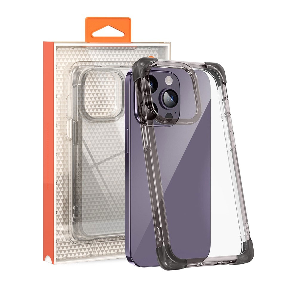 Anti-Shock Space Protective Clear Case Cover for iPhone 15 -Clear Black