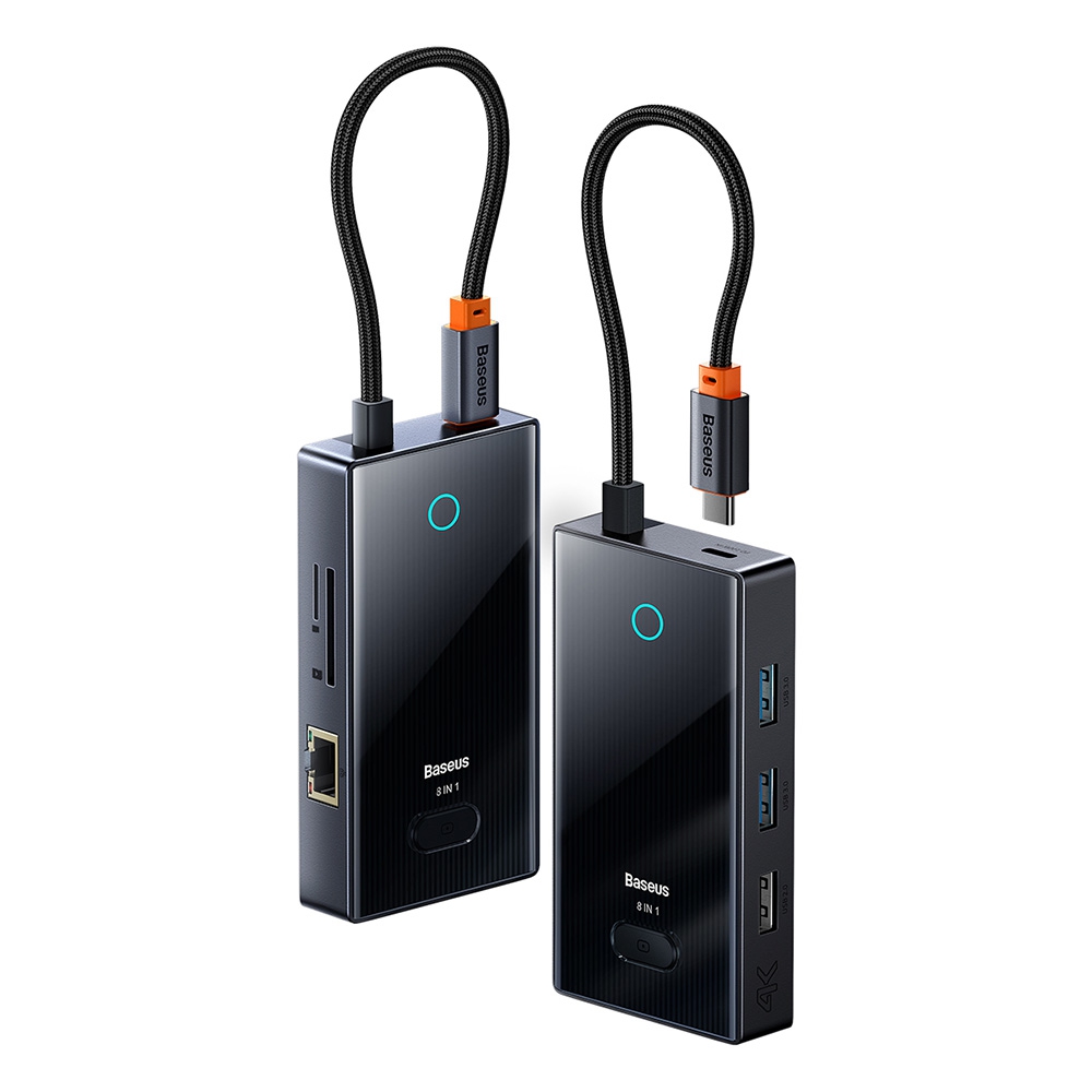 Baseus PioneerJoy 8-Port Type-C HUB Adapter (Type-C to HDMI4K@60Hz*1+USB3.0*2+USB2.0*1+PD*1+RJ45*1+SD/TF*1)