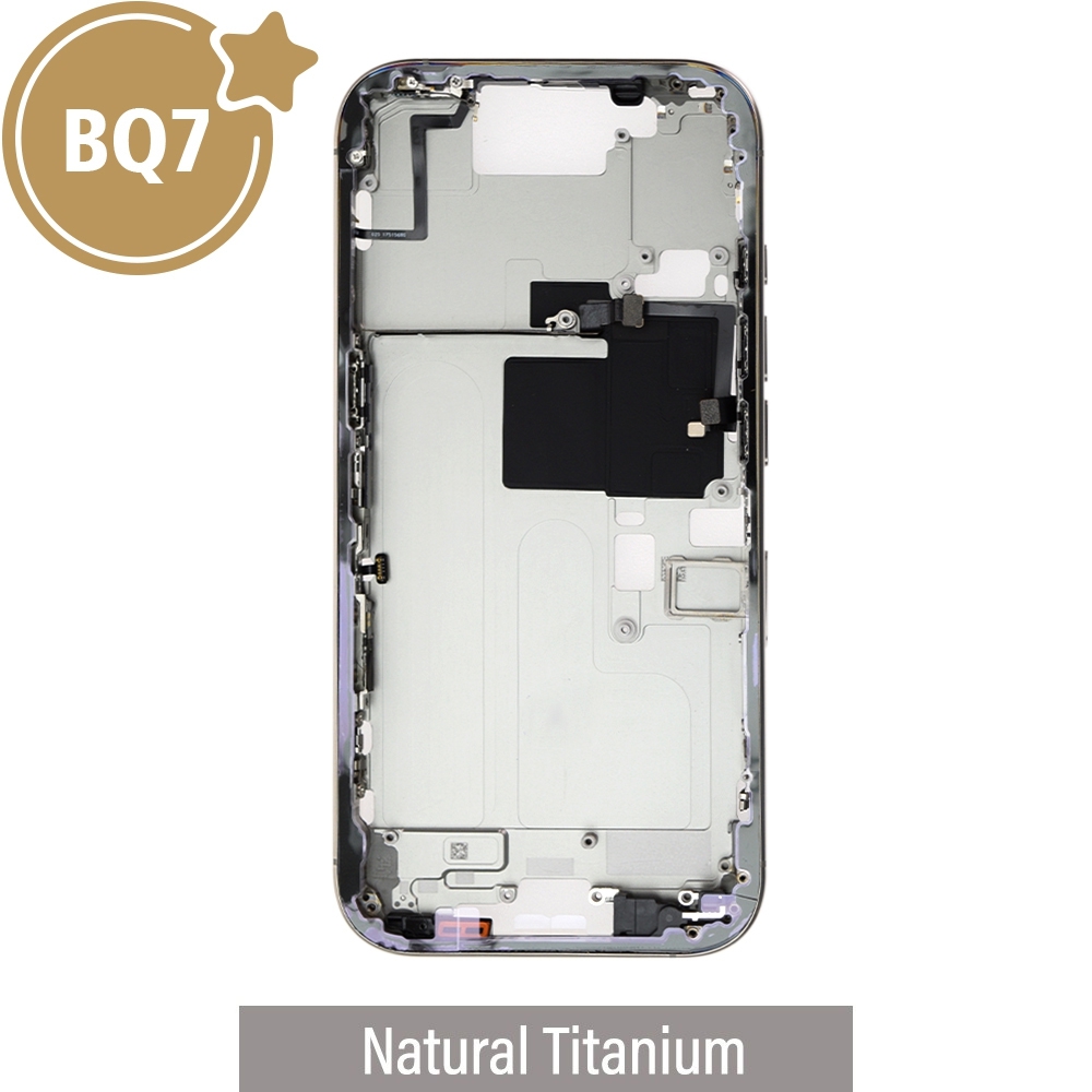 BQ7 Chassis Mid Frame Cover Replacement Assembly for iPhone 16 Pro-Natural Titanium (With SIM Tray Version)