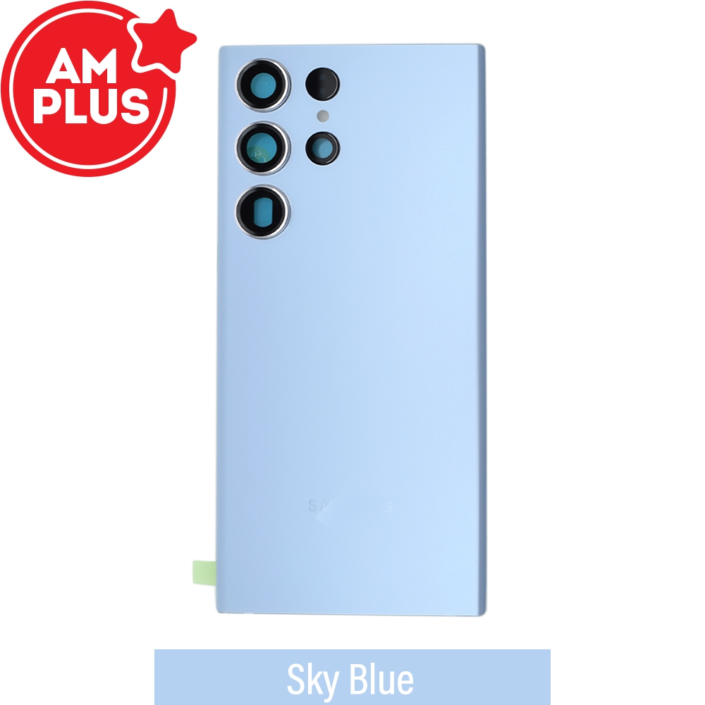AMPLUS Rear Cover Glass for Samsung Galaxy S23 Ultra S918B-Sky Blue