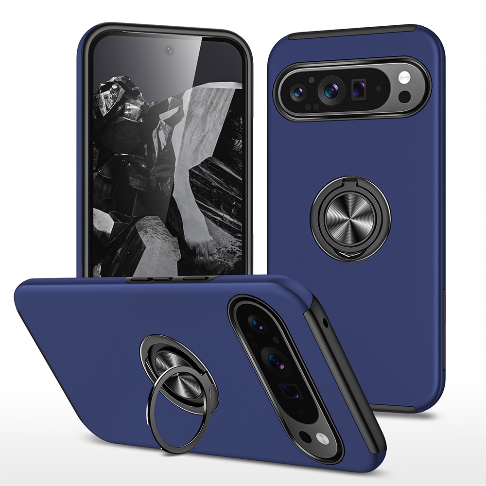 Magnetic Ring Holder Shockproof Cover Case for Google Pixel 9 / 9 Pro-Black