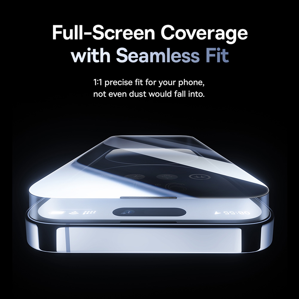 iPhone 15 Plus Baseus Sapphire Series Privacy Protection Tempered Glass Screen Protector (with Dust Filter)