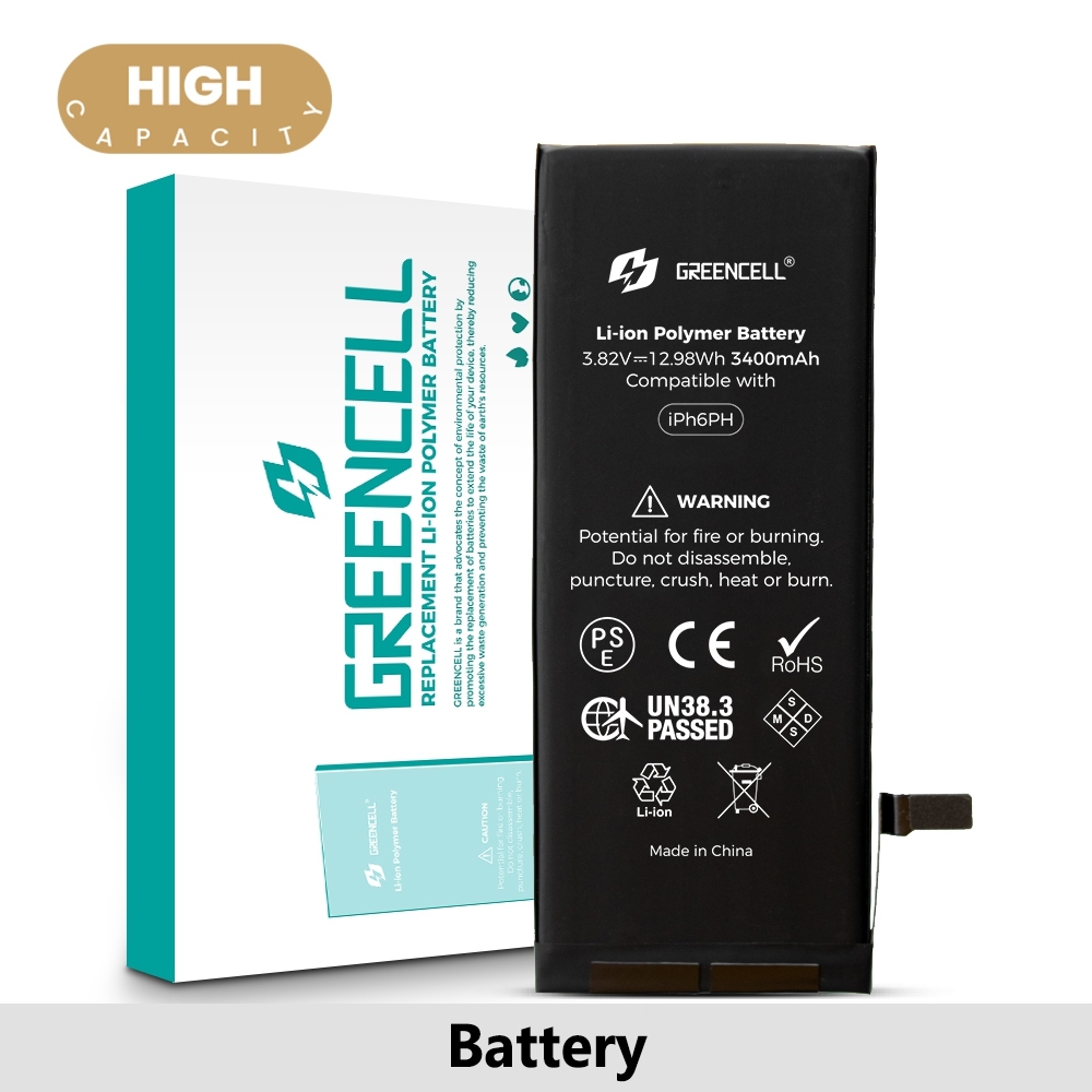 Greencell (High Capacity + TI CHIP: 27546) iPhone 6 Plus Replacement Battery with Adhesive Strips 3700mAh 