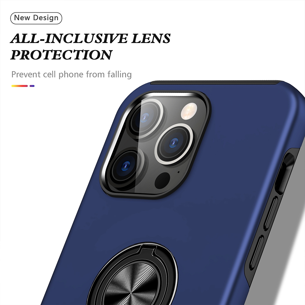 Magnetic Ring Holder Shockproof Cover Case for iPhone 15 Pro-Navy