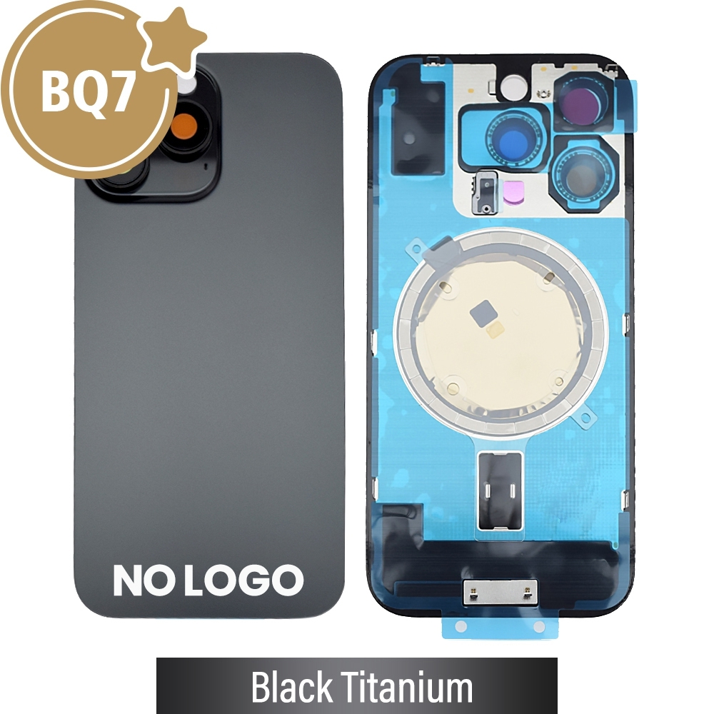 BQ7 Rear Cover Glass with Camera Lens Glass and Magsafe Magnet for iPhone 16 Pro (NO LOGO)-Black Titanium