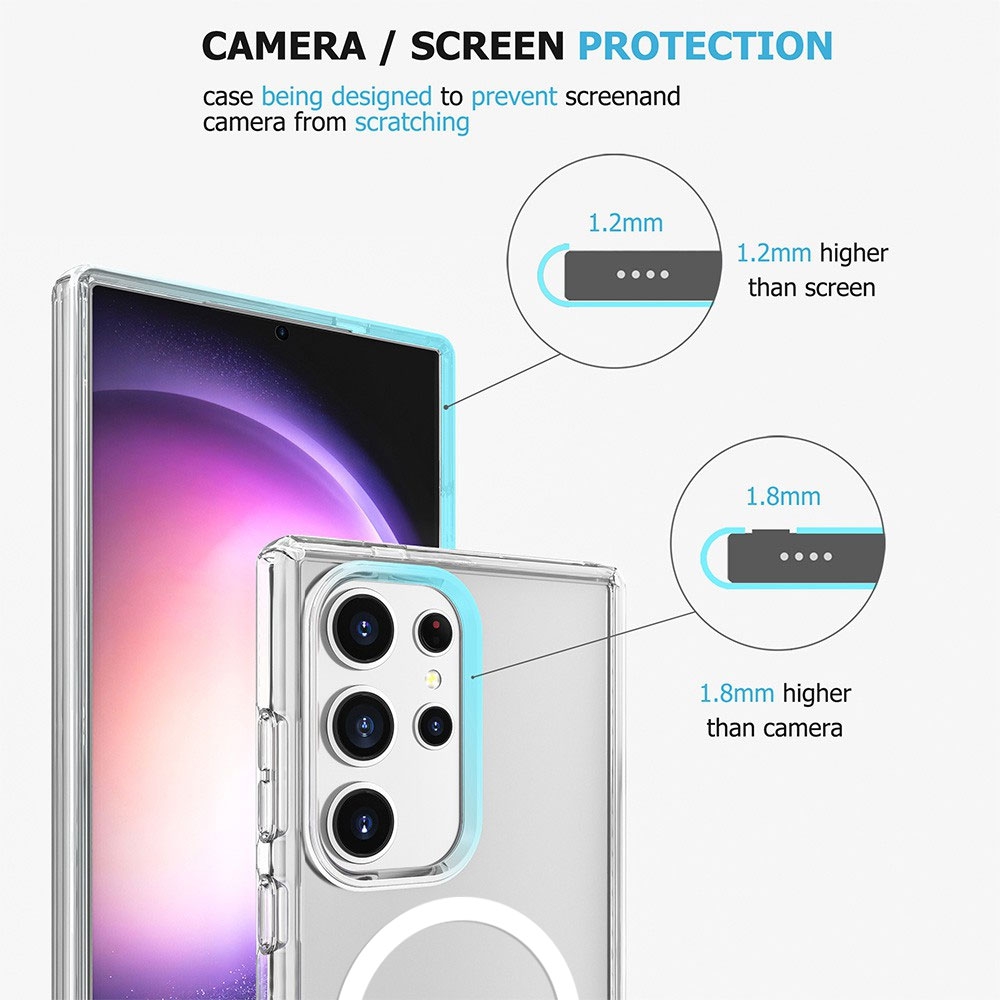 UTIA Shockproof Transparent Case Cover With Magnetic Ring for Samsung Galaxy S26-Transparent