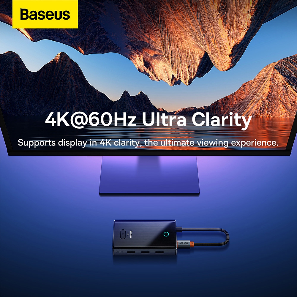 Baseus PioneerJoy 8-Port Type-C HUB Adapter (Type-C to HDMI4K@60Hz*1+USB3.0*2+USB2.0*1+PD*1+RJ45*1+SD/TF*1)