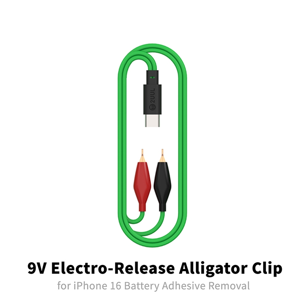 2UUL PW03 9V Electro-Release Alligator Clip with Type-C Port for iPhone 16 Battery Adhesive Removal