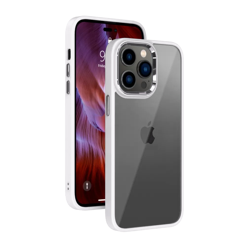 Metal Camera Lens Protection Clear PC Shockproof Case Cover for iPhone 14-Wine