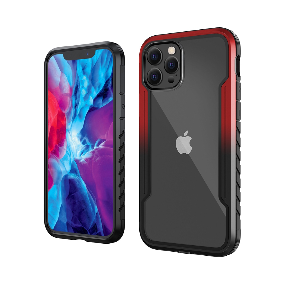 Re-Define Shield Shockproof Heavy Duty Armor Case Cover for iPhone 12 Pro Max (6.7'')-Black+Red