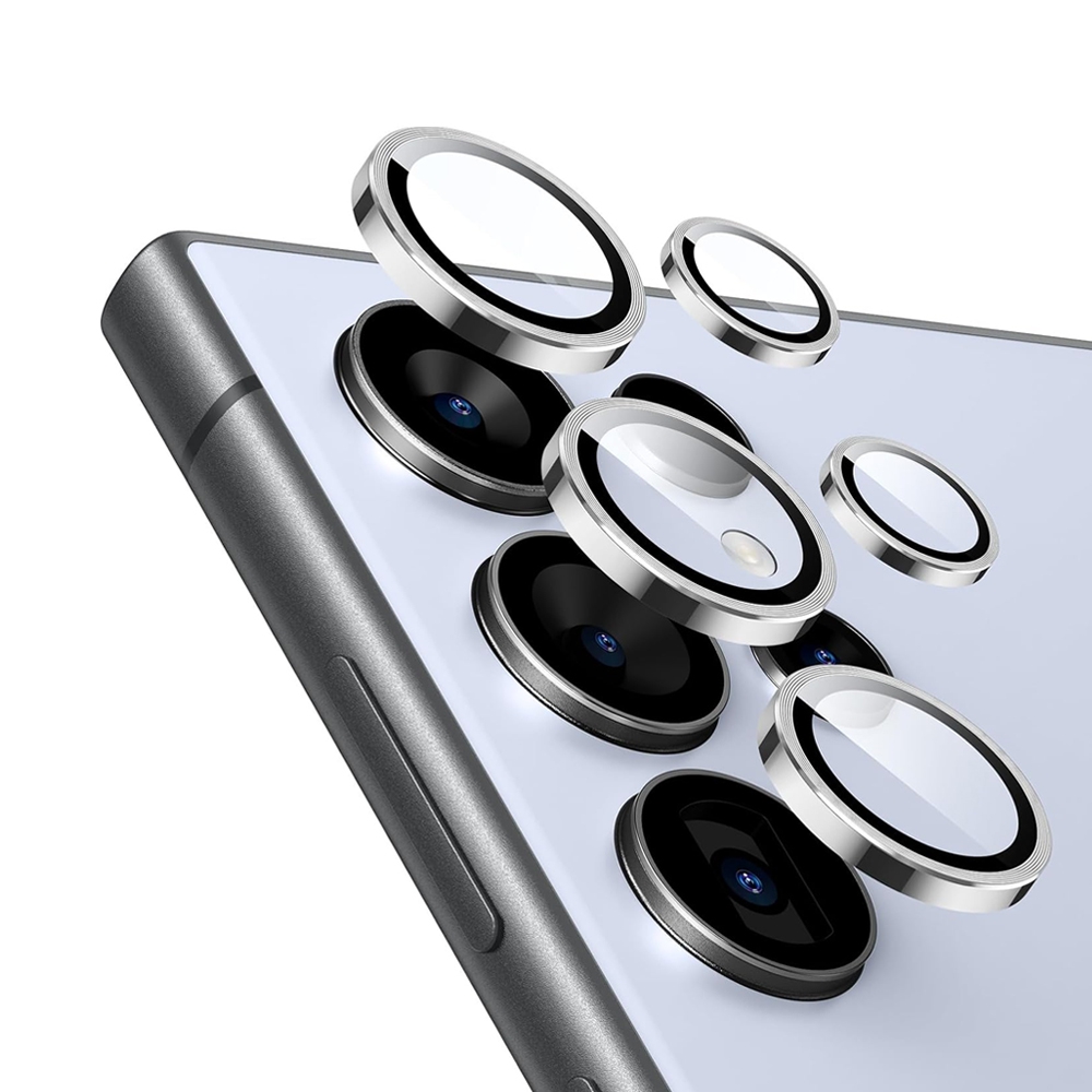 Kinglas Metal Ring HD Tempered Glass Camera Lens Protector Film*Samsung Galaxy S23 Ultra-Grey